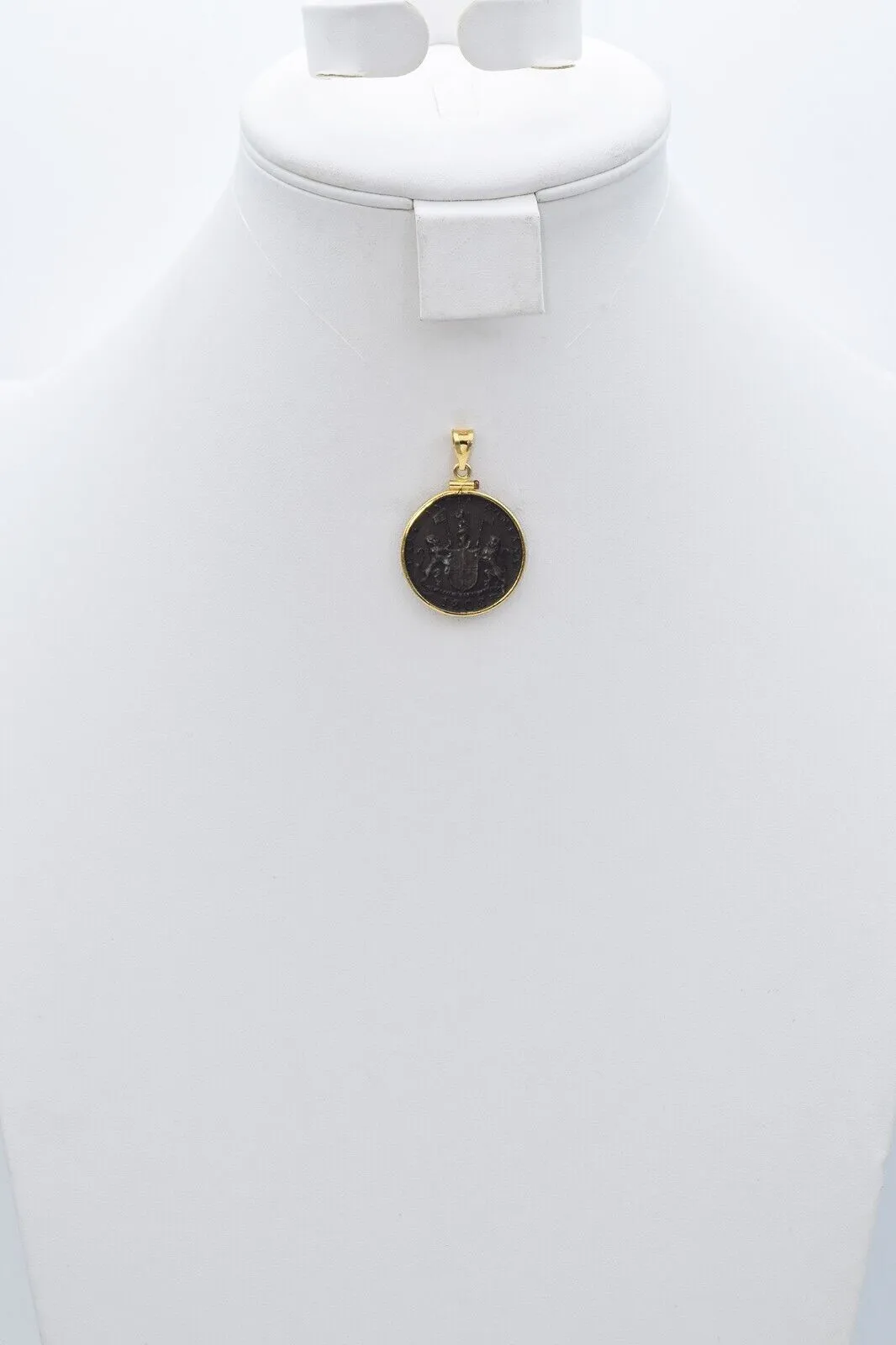 1808 East India Company Coin 18K Yellow Gold Bezel Pendant