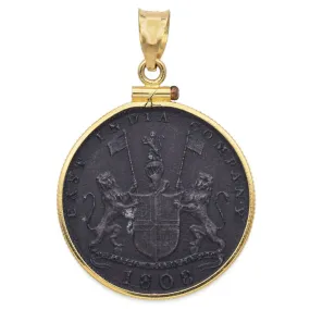 1808 East India Company Coin 18K Yellow Gold Bezel Pendant