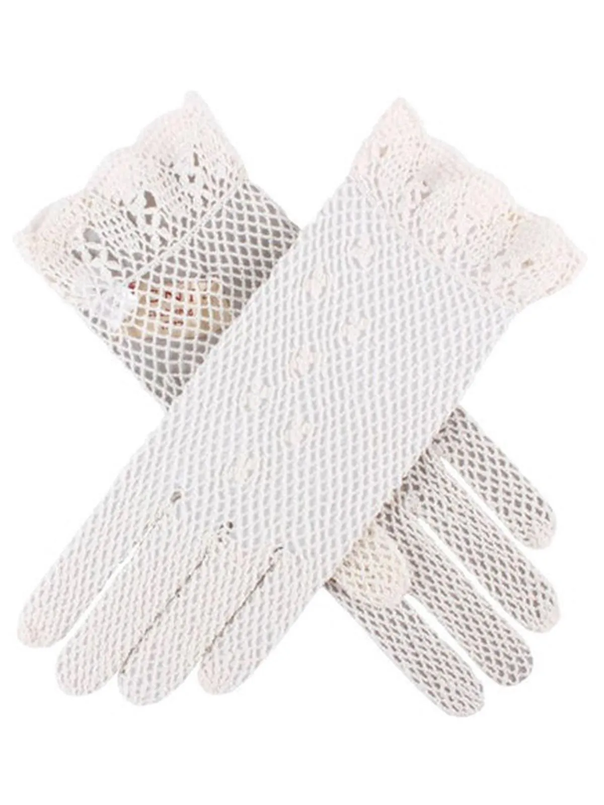 1940s Vintage Style Ivory Mesh Crochet Gloves