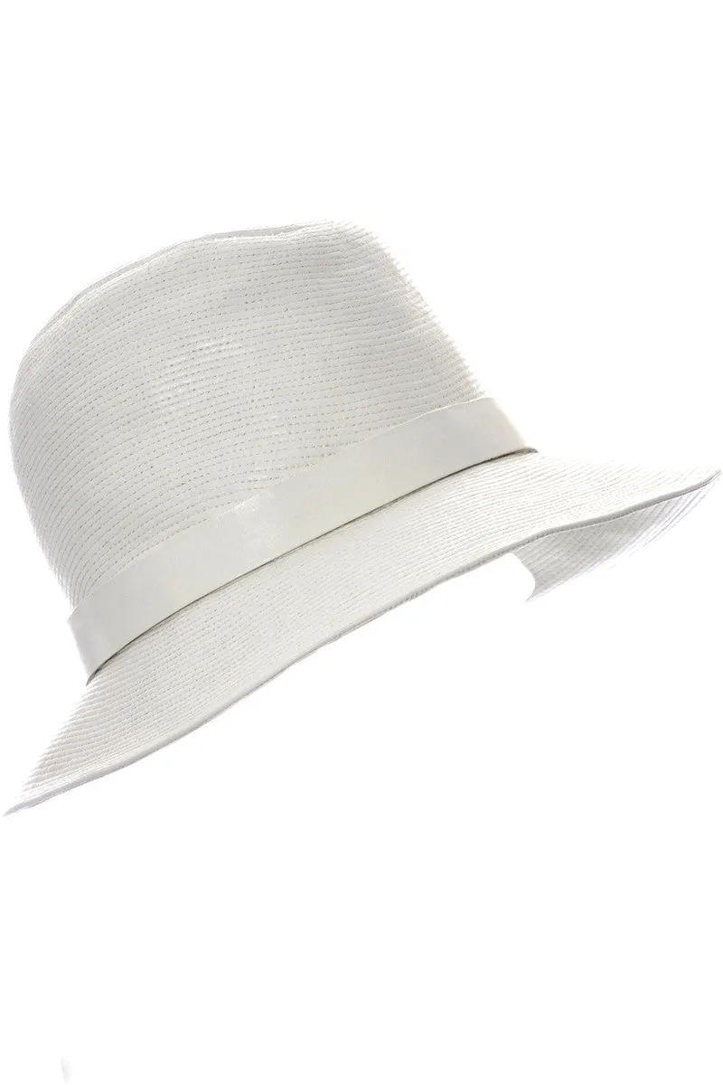 1960s Vintage Hat from Lord and Taylor Made in France White Leather