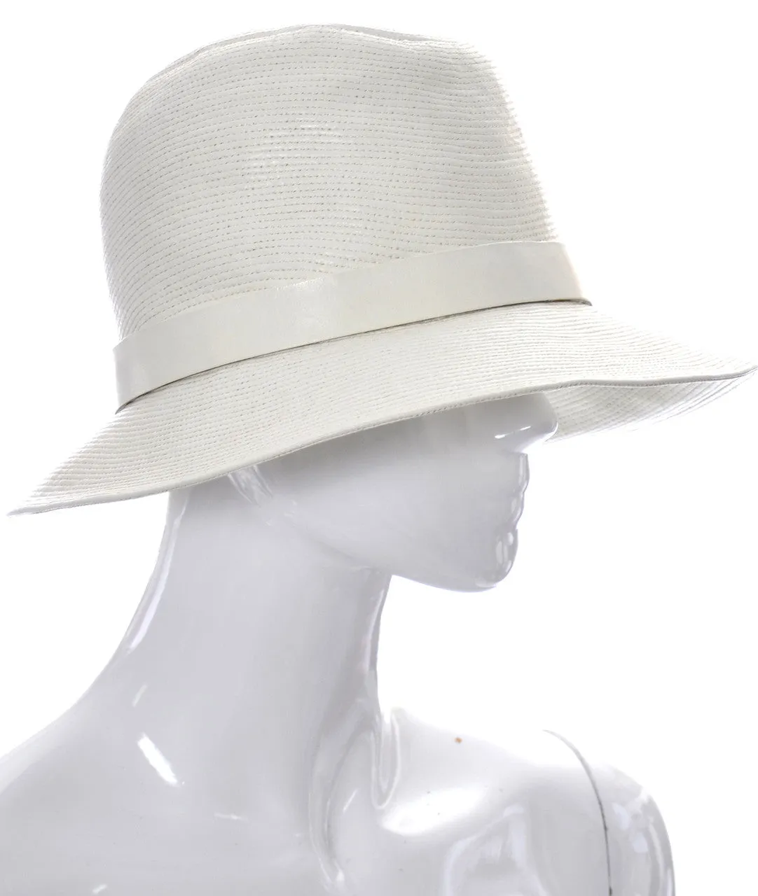 1960s Vintage Hat from Lord and Taylor Made in France White Leather