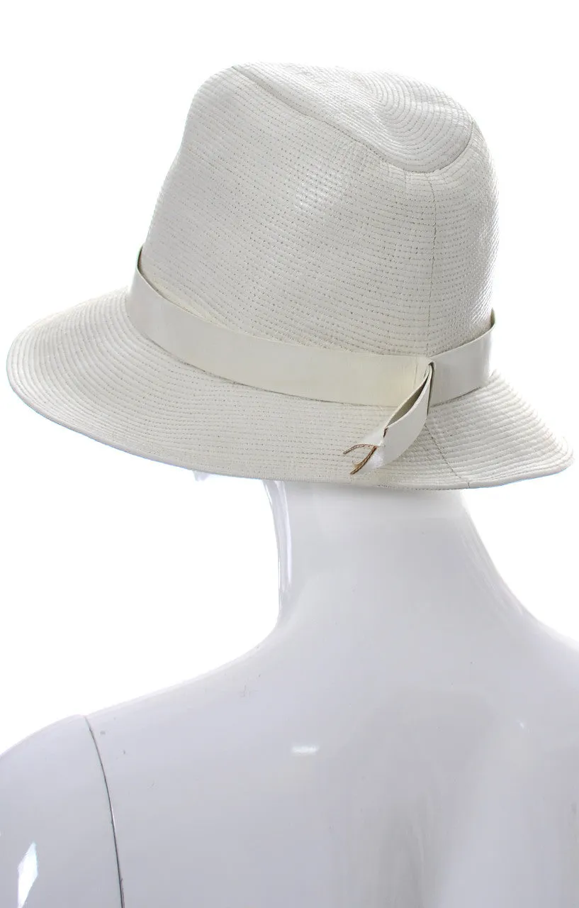 1960s Vintage Hat from Lord and Taylor Made in France White Leather