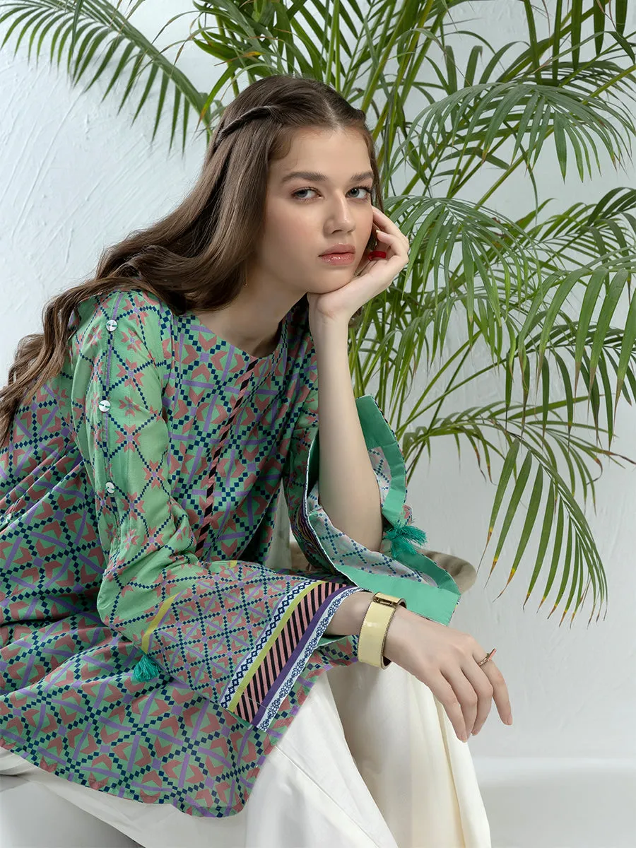 1pc Unstitched - Printed Lawn Shirt