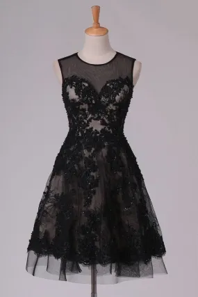 2024 Homecoming Dresses A Line Scoop Black Lace With Beads & PTFK9J8J