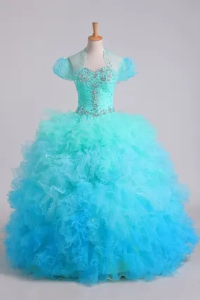 2024 Quinceanera Dresses Ball Gown Floor Length With Beads PYFBGHXR