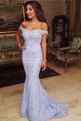 2024 Stylish Off The Shoulder Prom Dresses Mermaid Tulle With PNXRZQDG