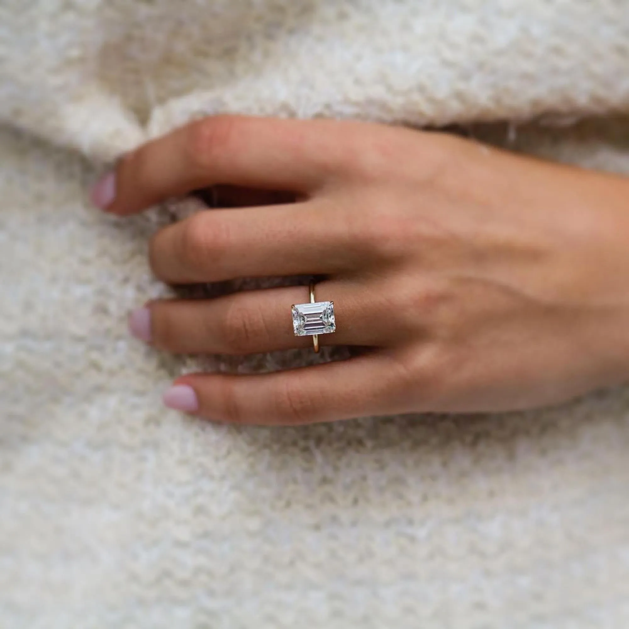 3.8 Ct Emerald Cut Moissanite Engagement Ring