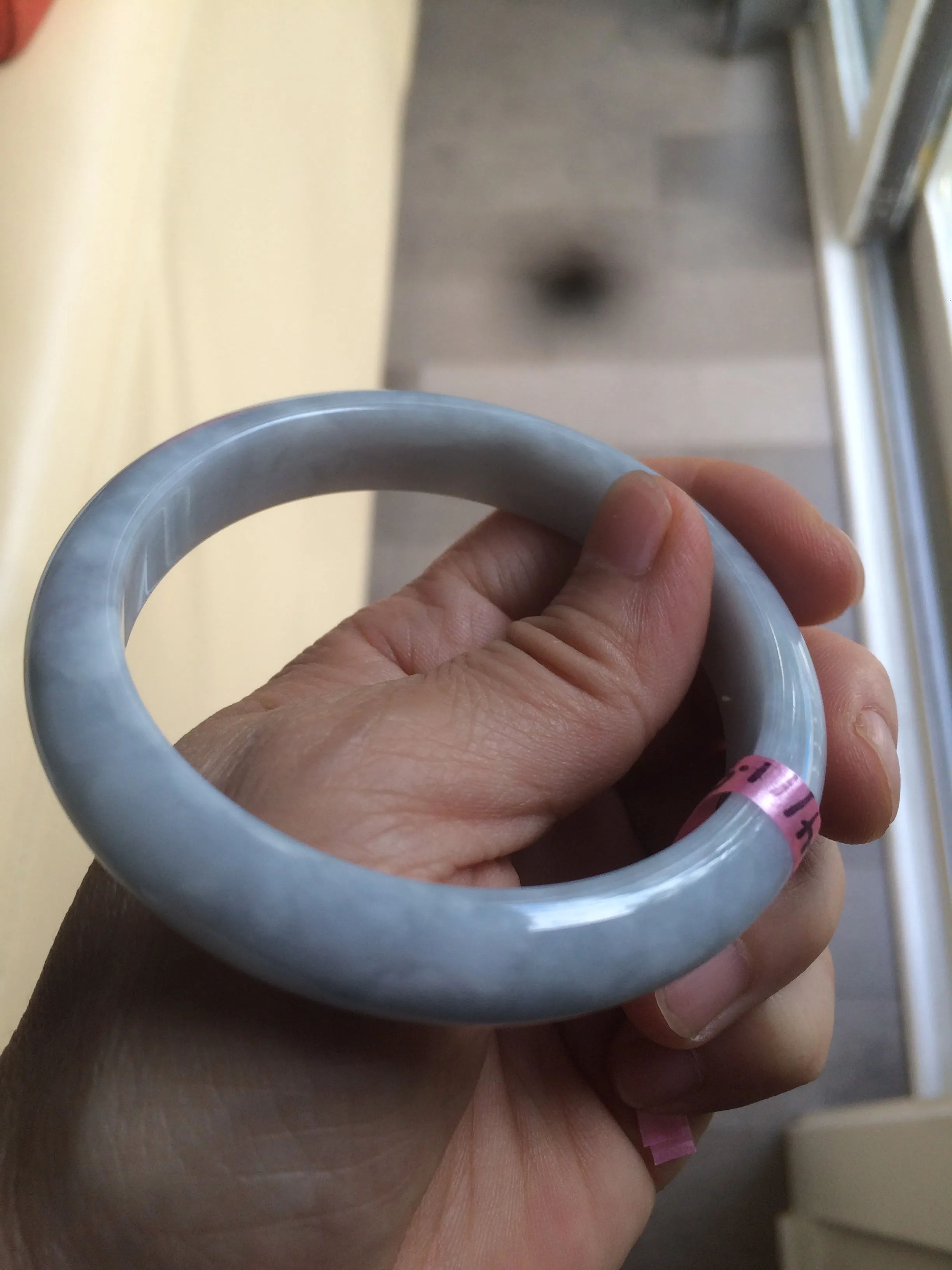 58.4mm certificated Type A 100% Natural light purple/gray/white Jadeite Jade bangle AB20-5469