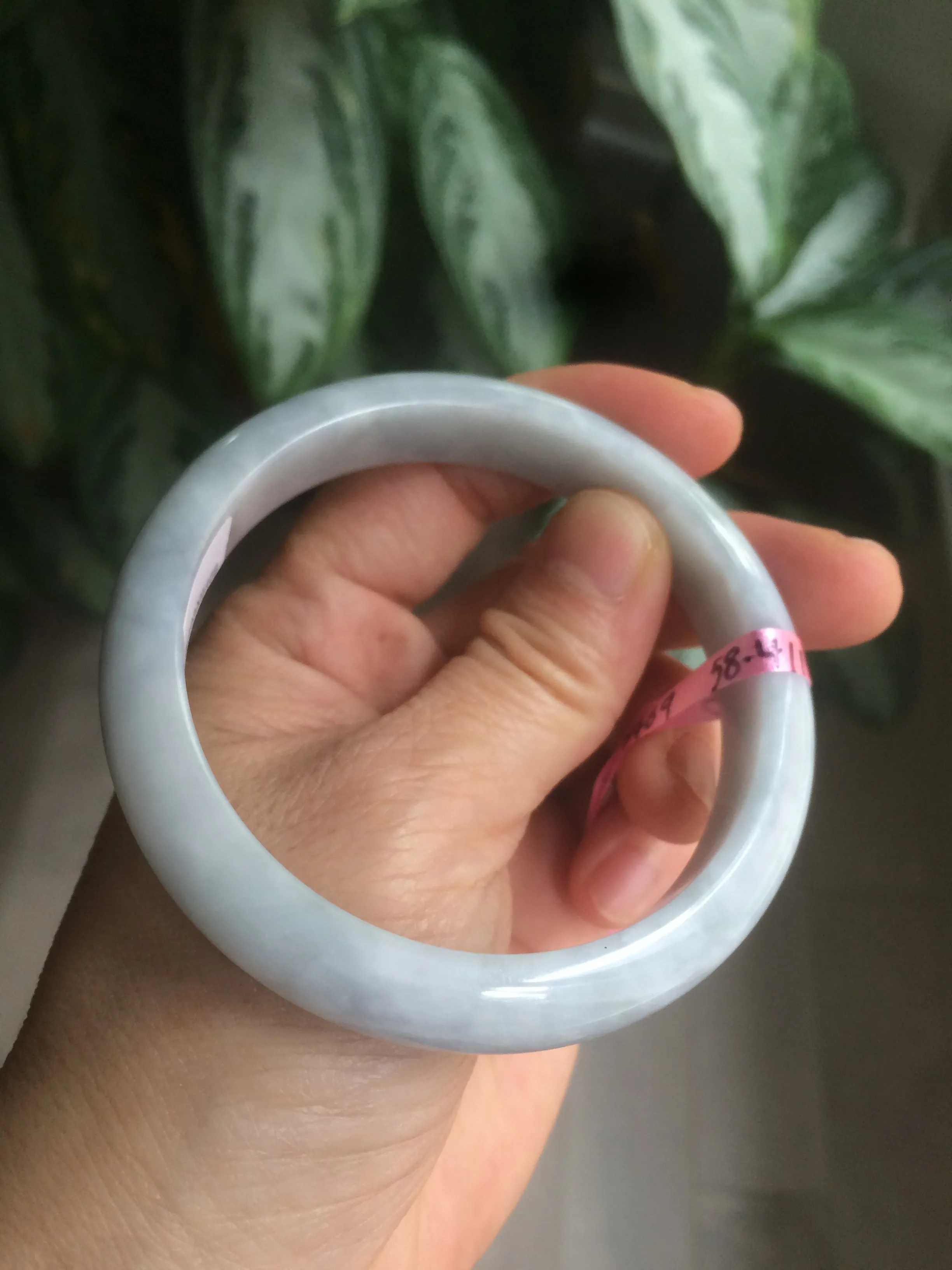 58.4mm certificated Type A 100% Natural light purple/gray/white Jadeite Jade bangle AB20-5469