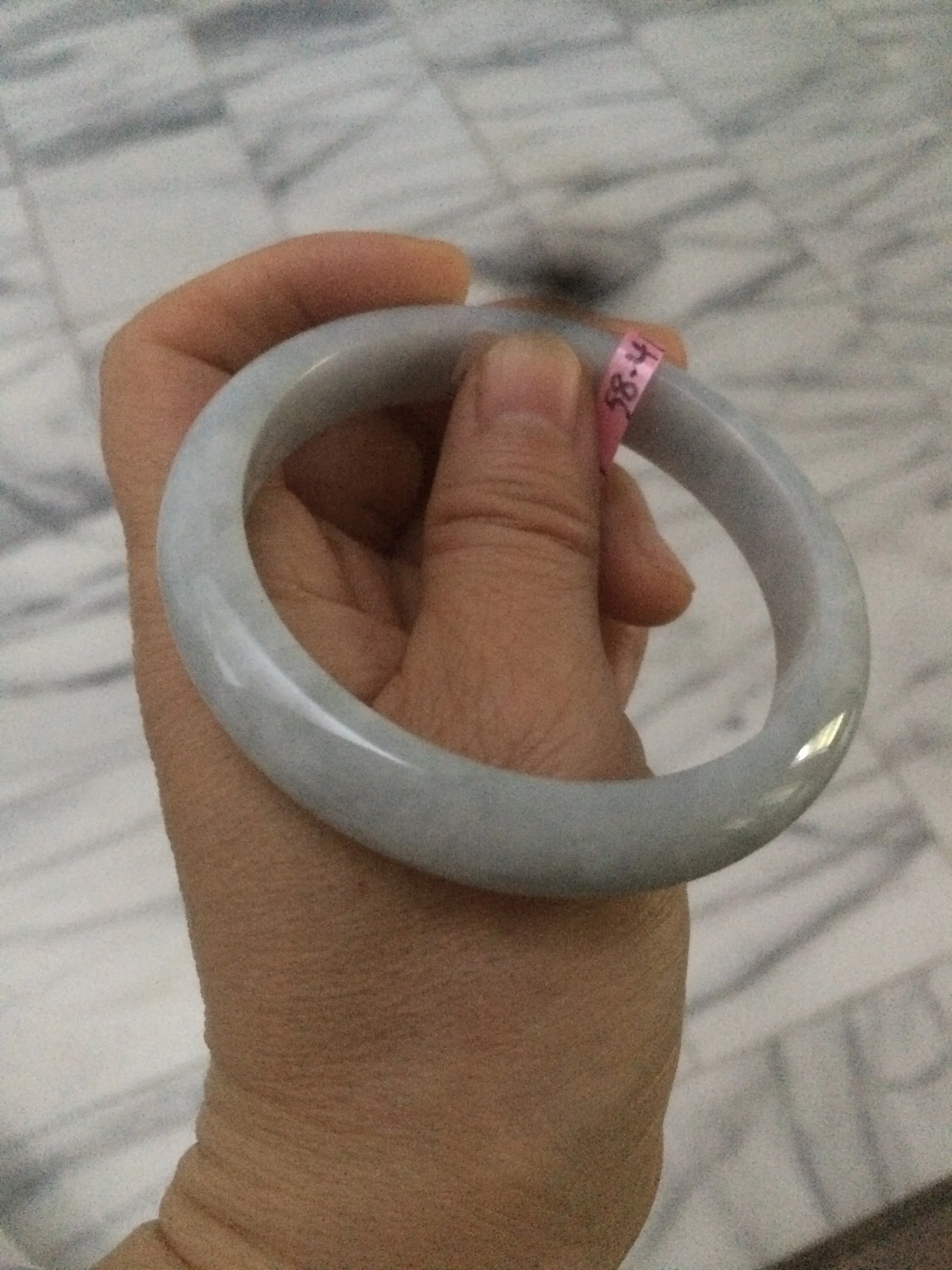 58.4mm certificated Type A 100% Natural light purple/gray/white Jadeite Jade bangle AB20-5469