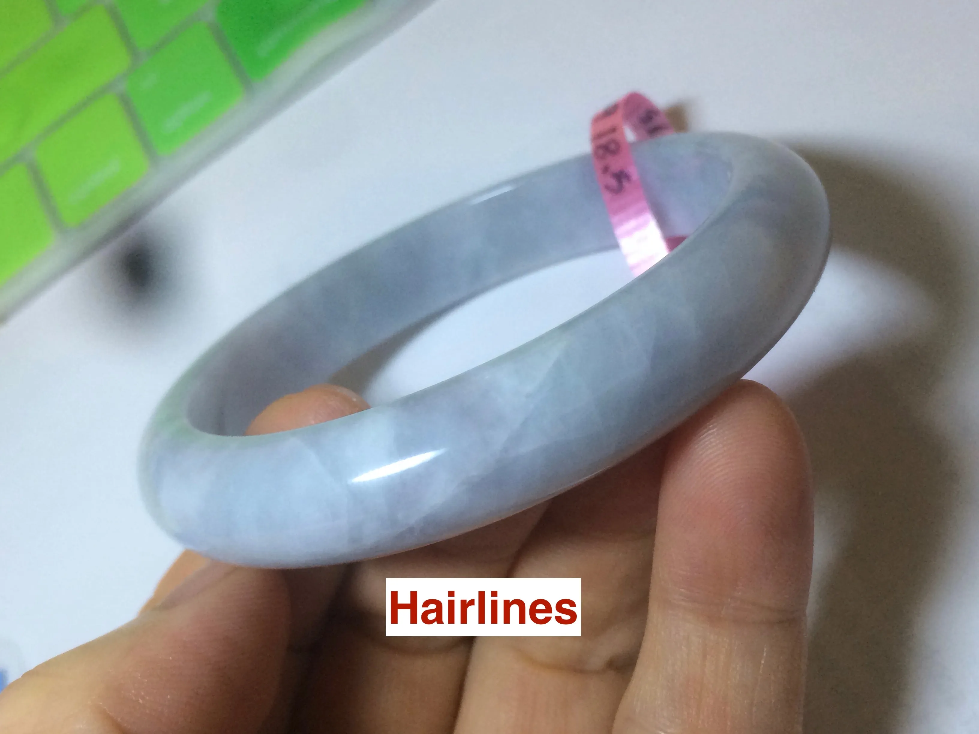 58.4mm certificated Type A 100% Natural light purple/gray/white Jadeite Jade bangle AB20-5469