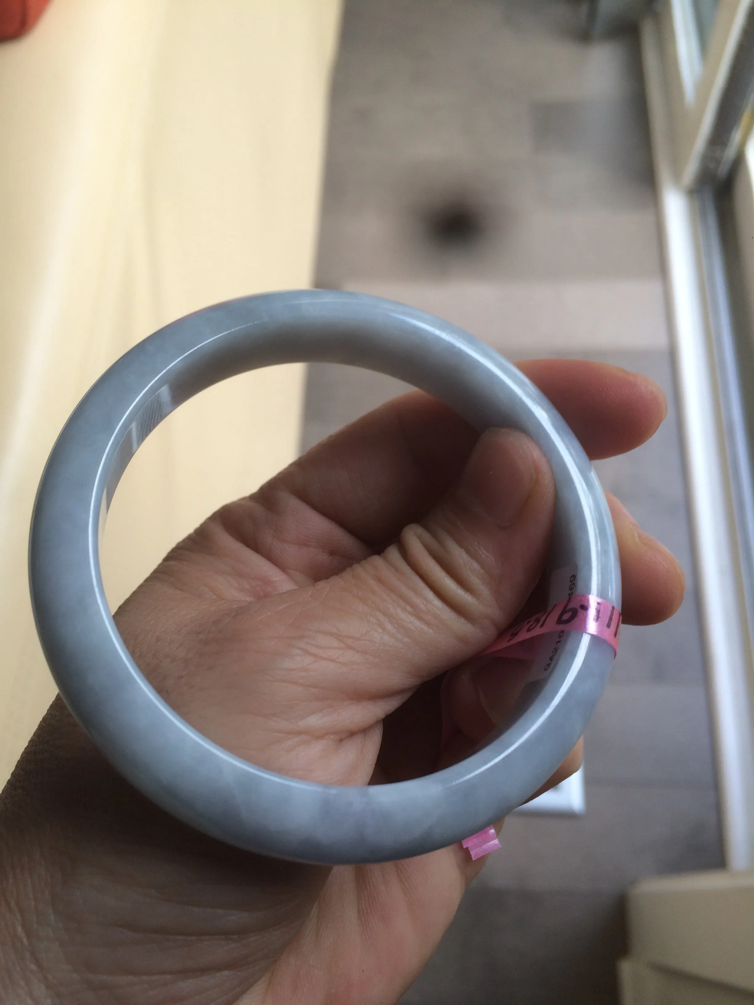 58.4mm certificated Type A 100% Natural light purple/gray/white Jadeite Jade bangle AB20-5469