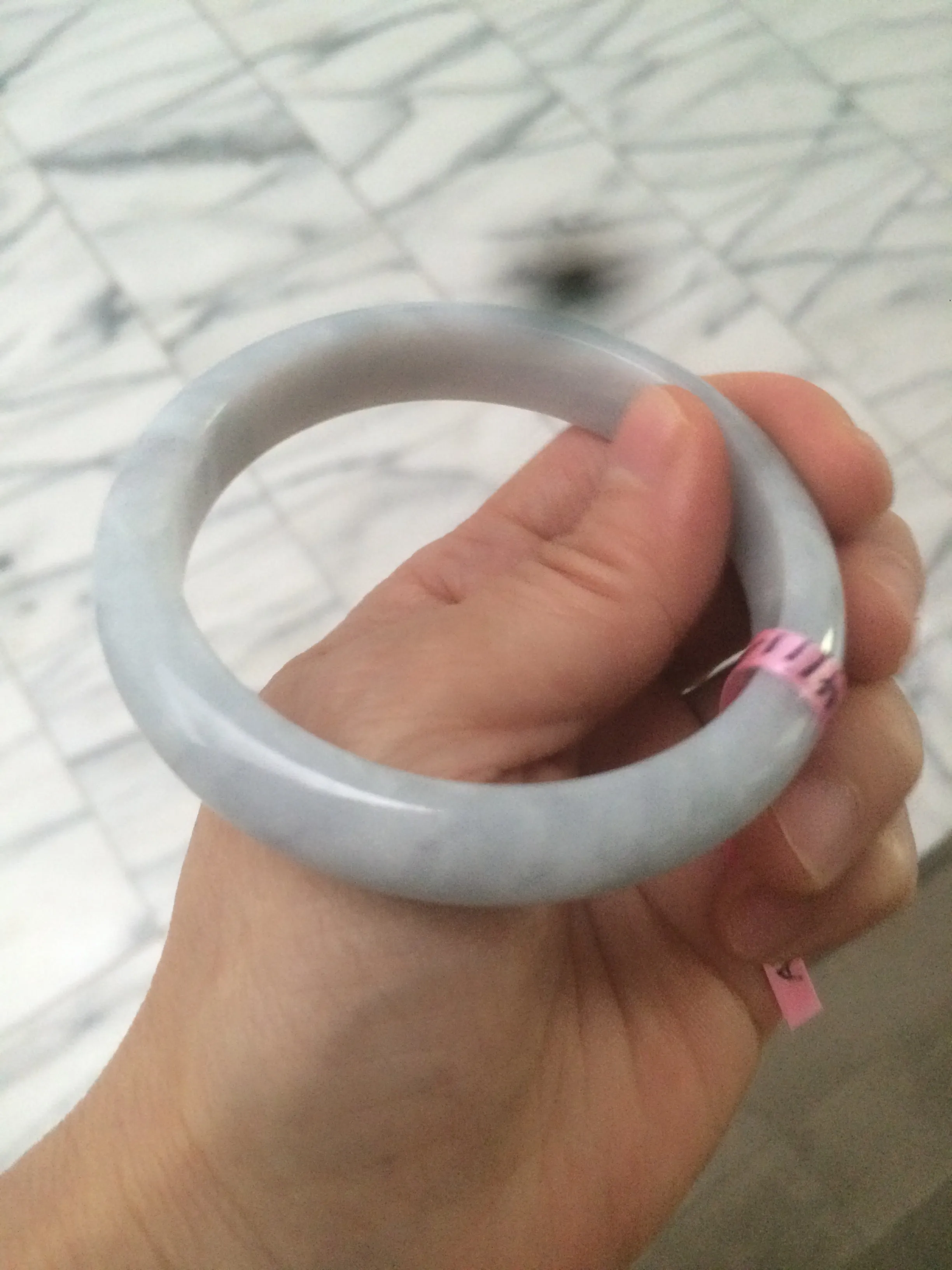 58.4mm certificated Type A 100% Natural light purple/gray/white Jadeite Jade bangle AB20-5469