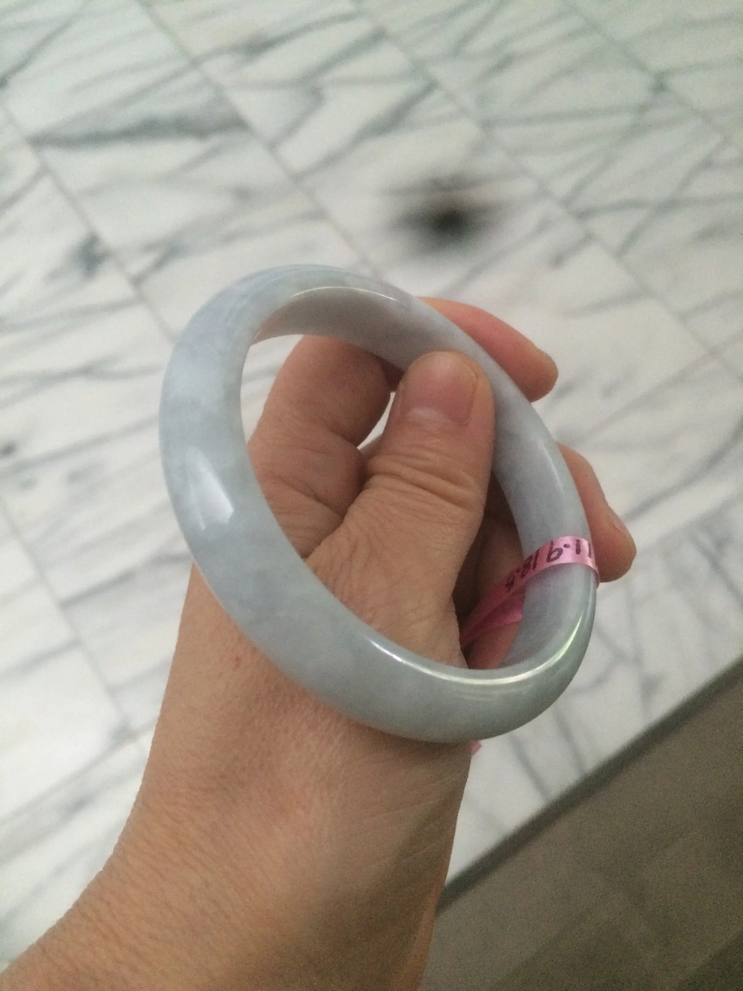 58.4mm certificated Type A 100% Natural light purple/gray/white Jadeite Jade bangle AB20-5469