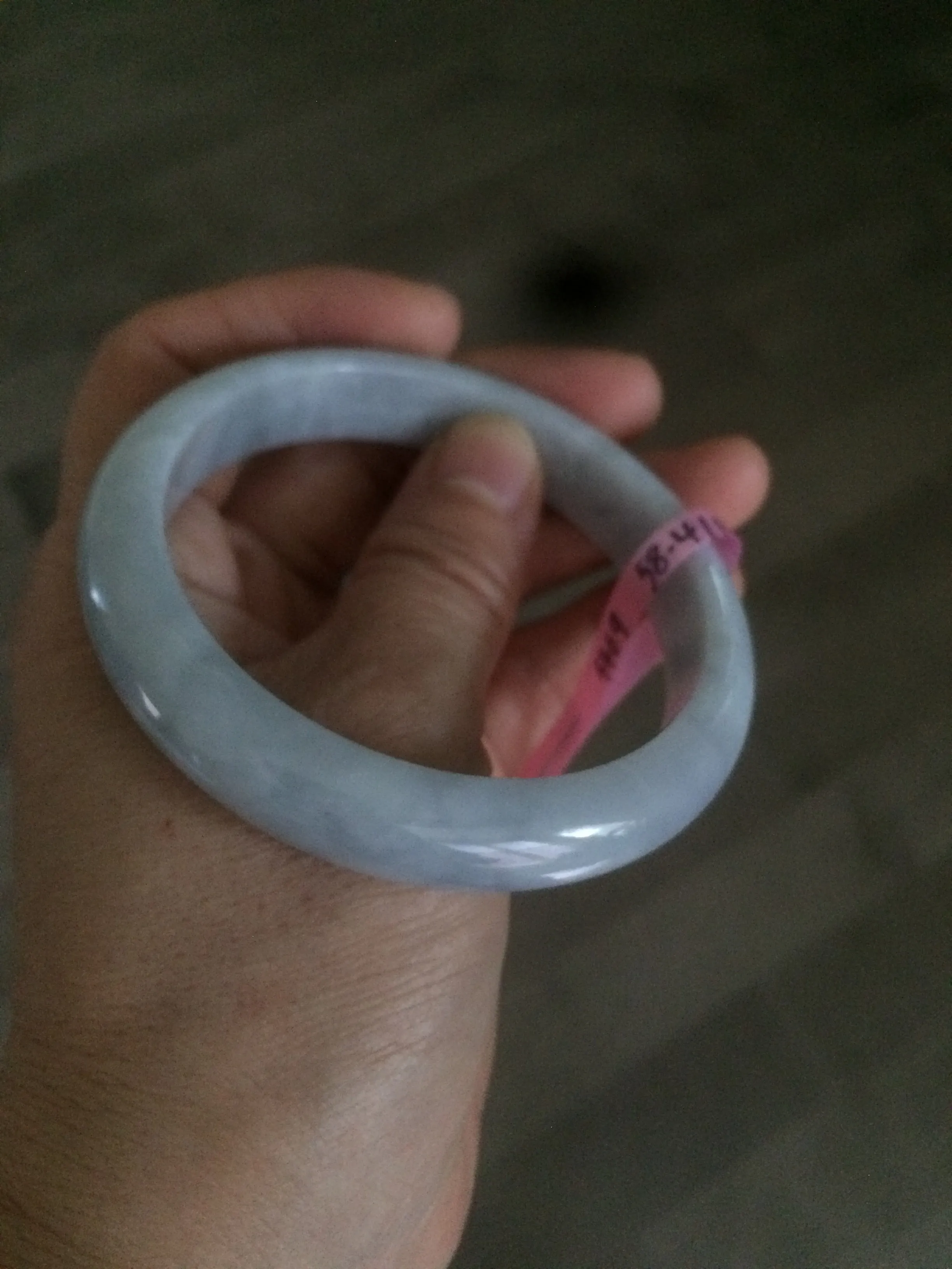 58.4mm certificated Type A 100% Natural light purple/gray/white Jadeite Jade bangle AB20-5469