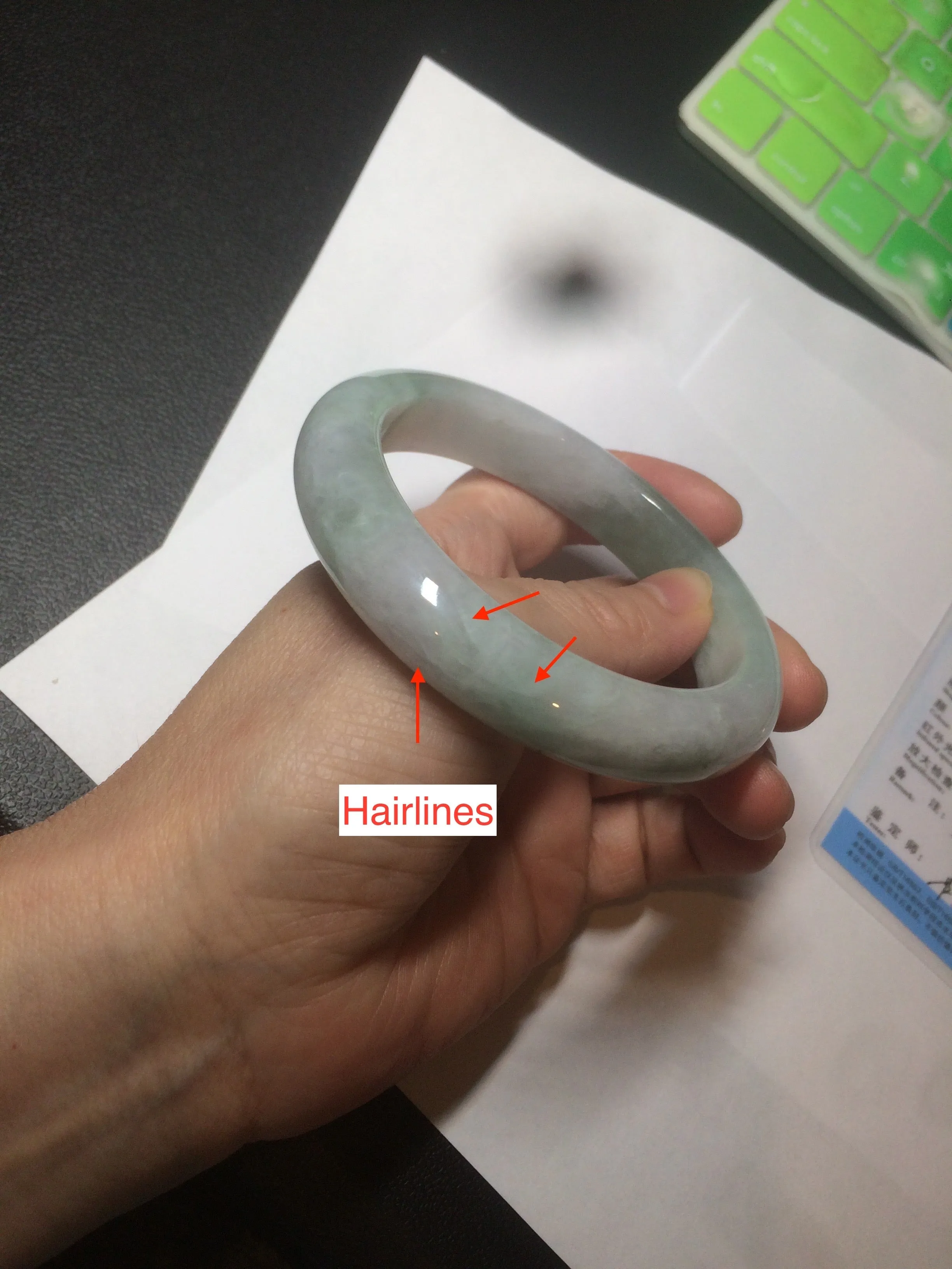 60.2mm certified type A 100% Natural oily light green/white/purple chubby Jadeite Jade bangle BH43-2804