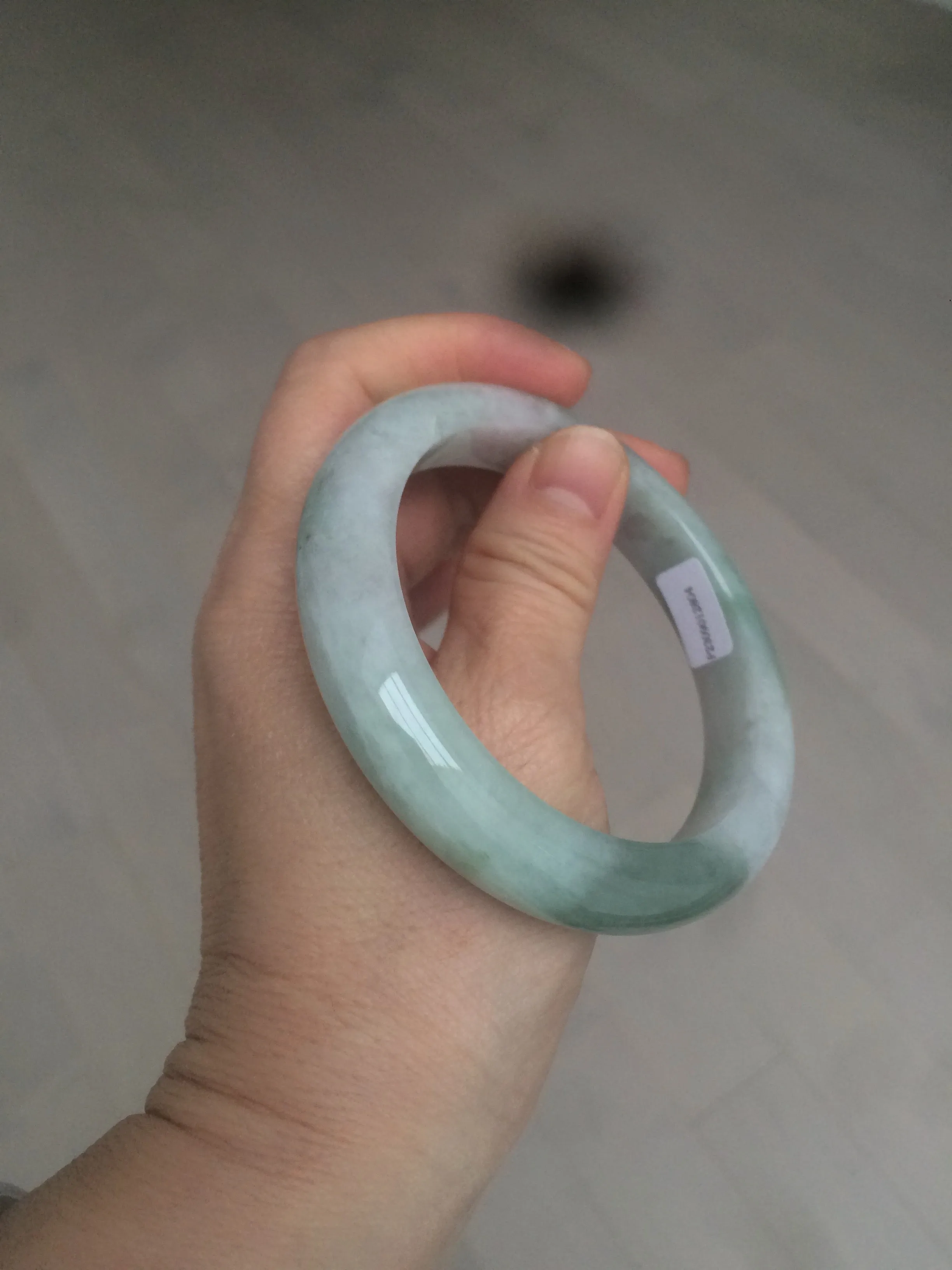 60.2mm certified type A 100% Natural oily light green/white/purple chubby Jadeite Jade bangle BH43-2804