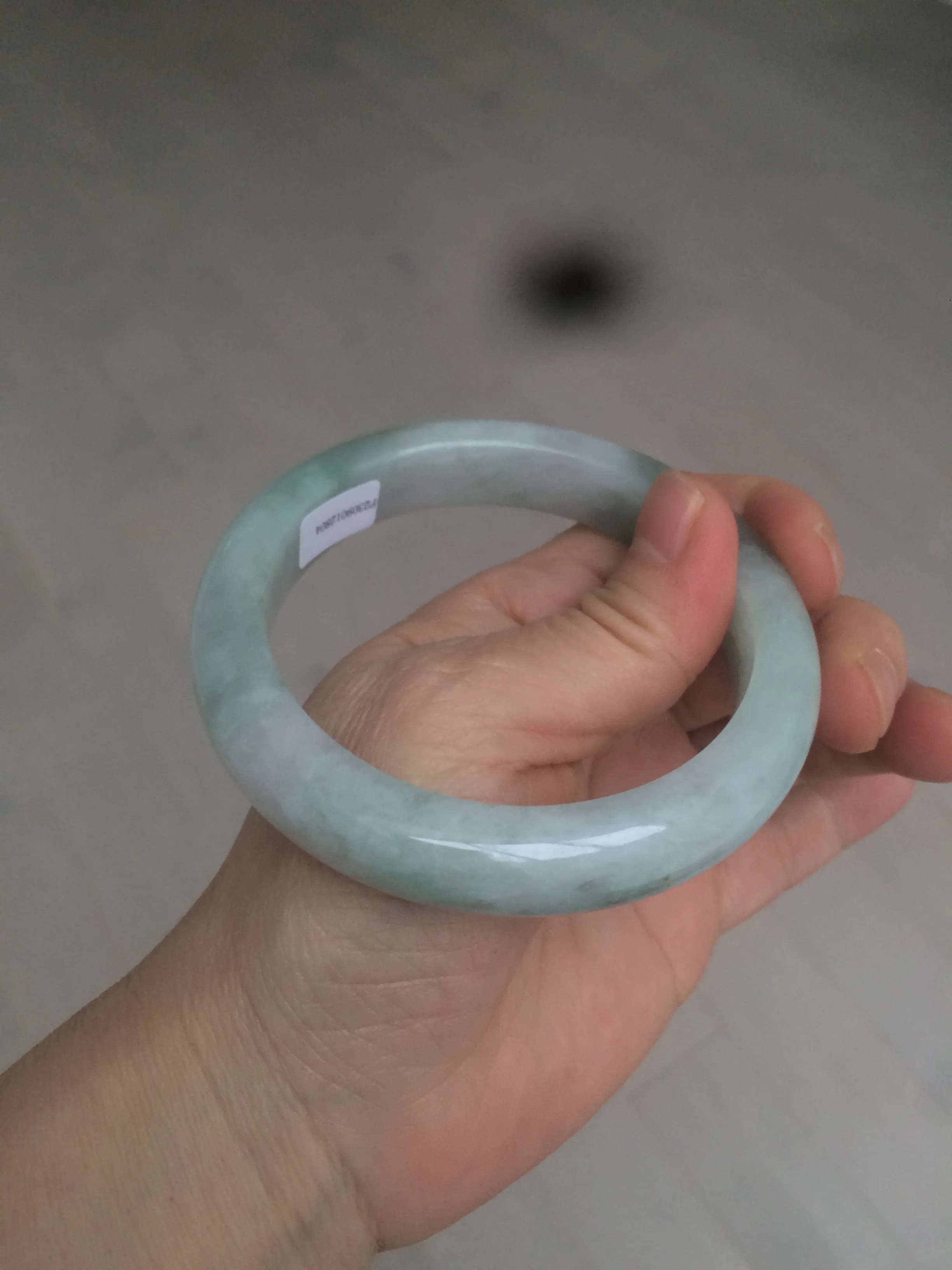 60.2mm certified type A 100% Natural oily light green/white/purple chubby Jadeite Jade bangle BH43-2804