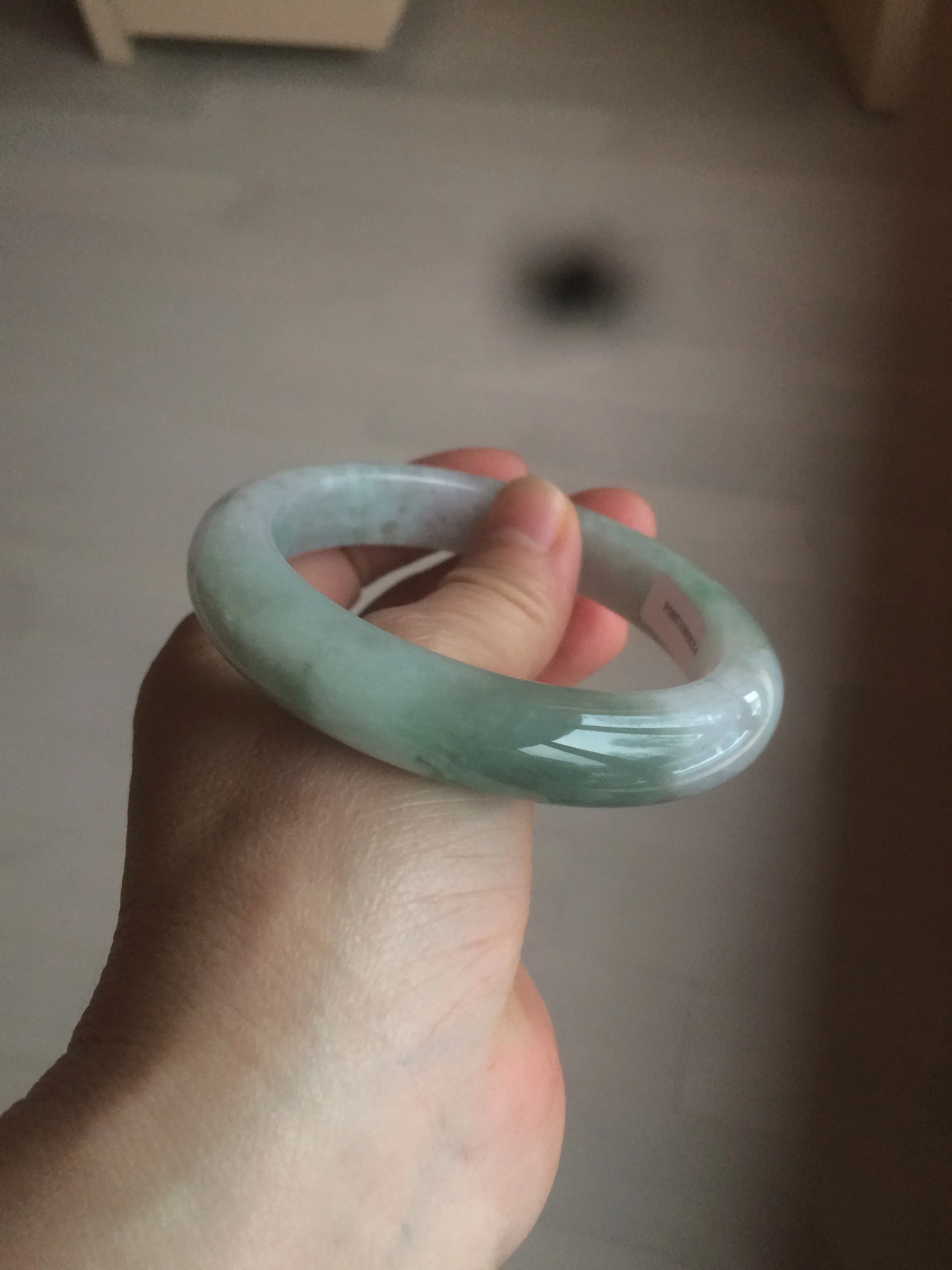 60.2mm certified type A 100% Natural oily light green/white/purple chubby Jadeite Jade bangle BH43-2804