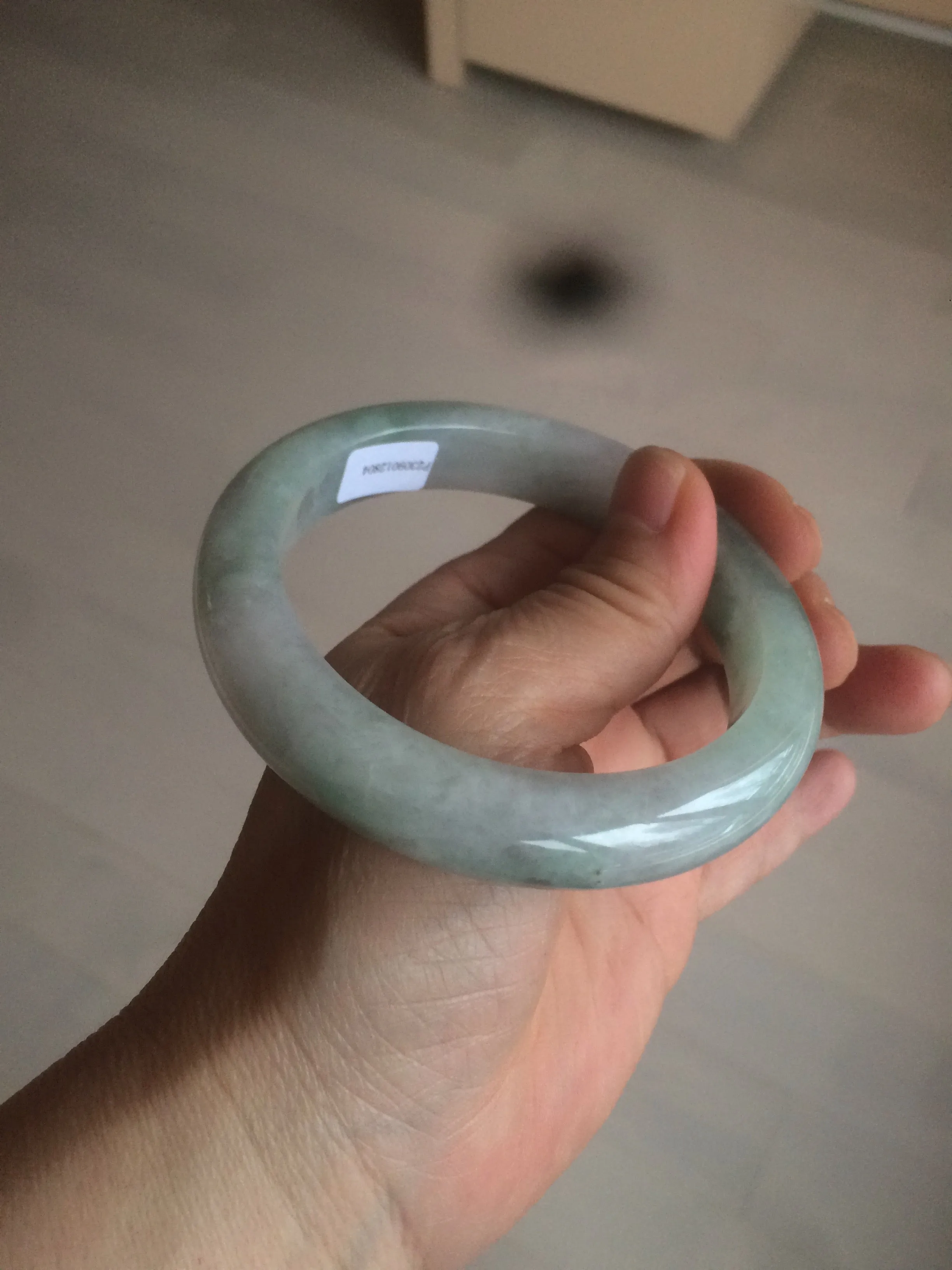 60.2mm certified type A 100% Natural oily light green/white/purple chubby Jadeite Jade bangle BH43-2804