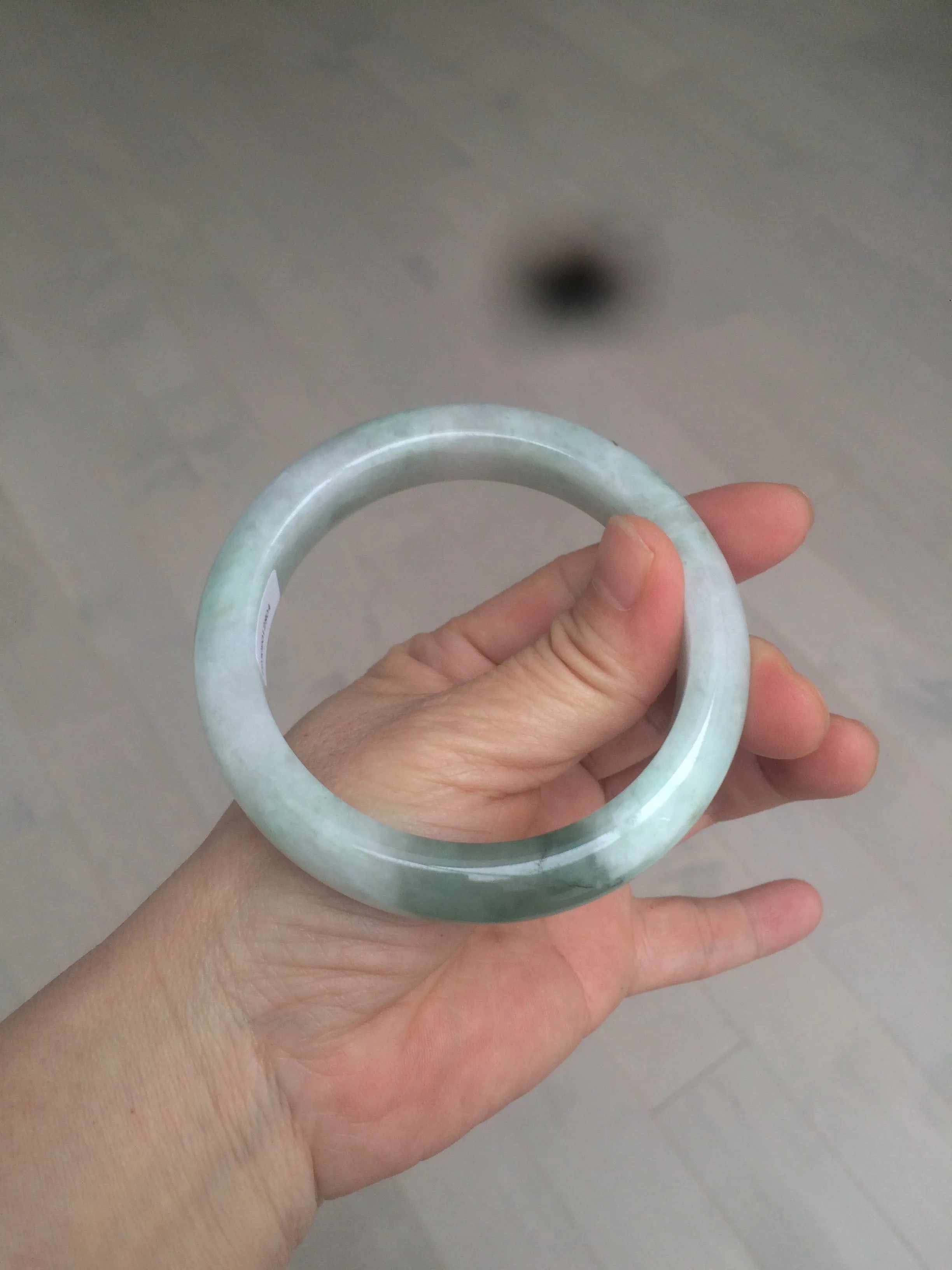 60.2mm certified type A 100% Natural oily light green/white/purple chubby Jadeite Jade bangle BH43-2804