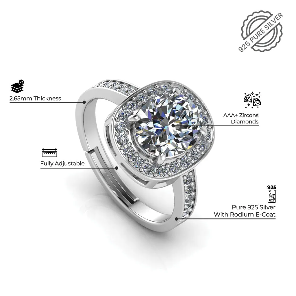 925 Pure Sterling Silver  Solitaire Queens and Stardom Mens Couple's Ring