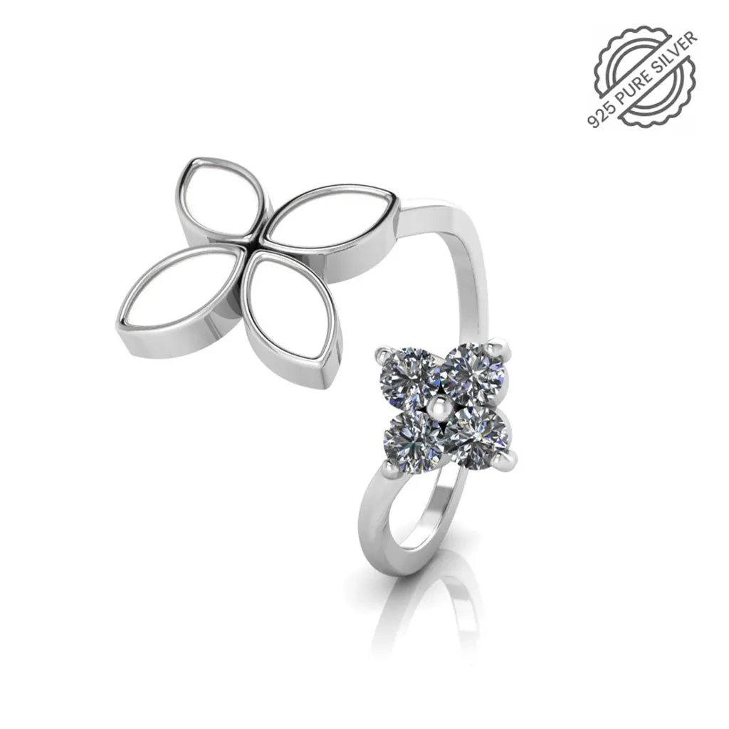 925 Sterling Silver Cubic Zircon Enamel Ring Freesize