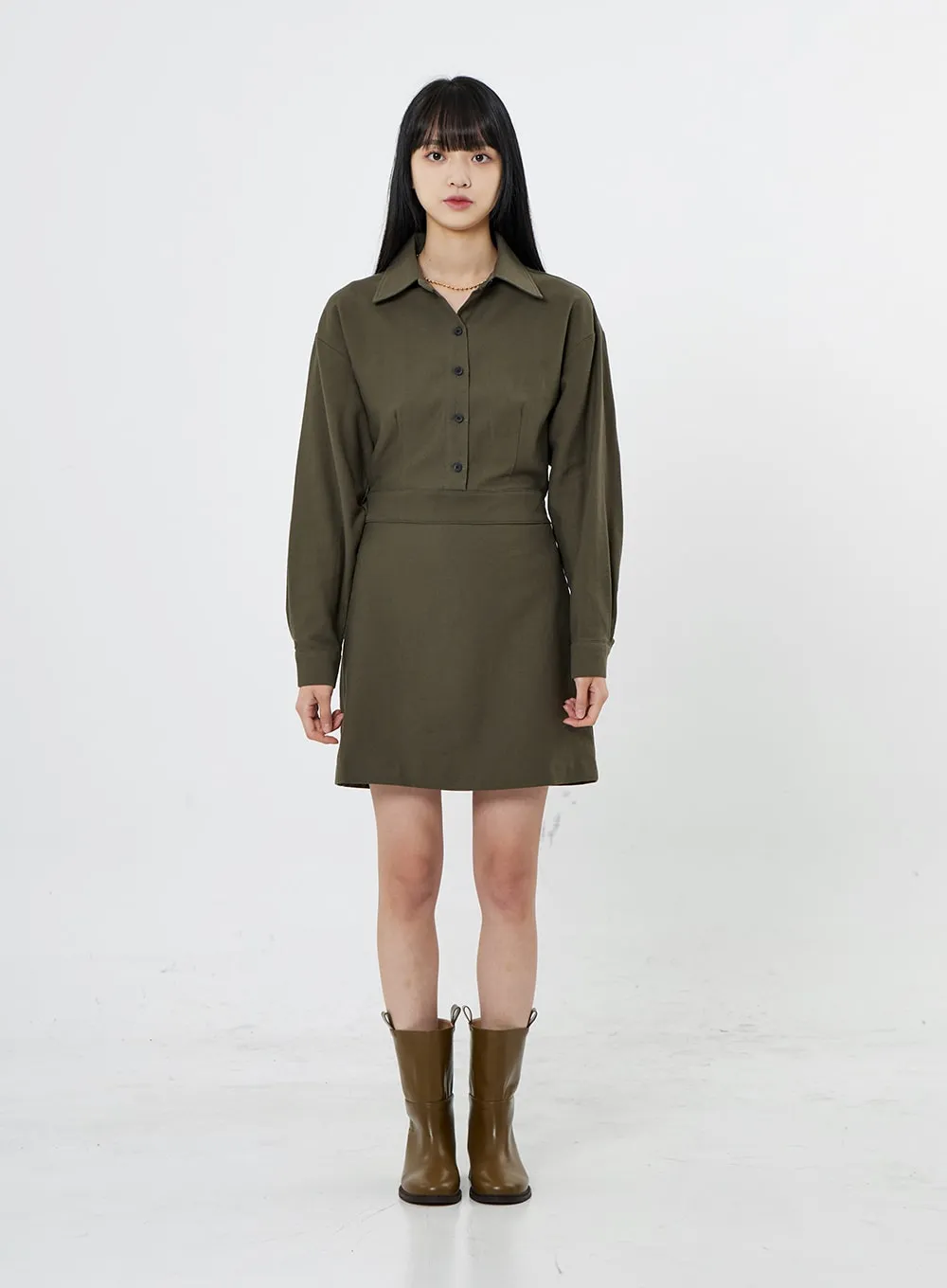 A-Line Shirt Mini Dress OO11