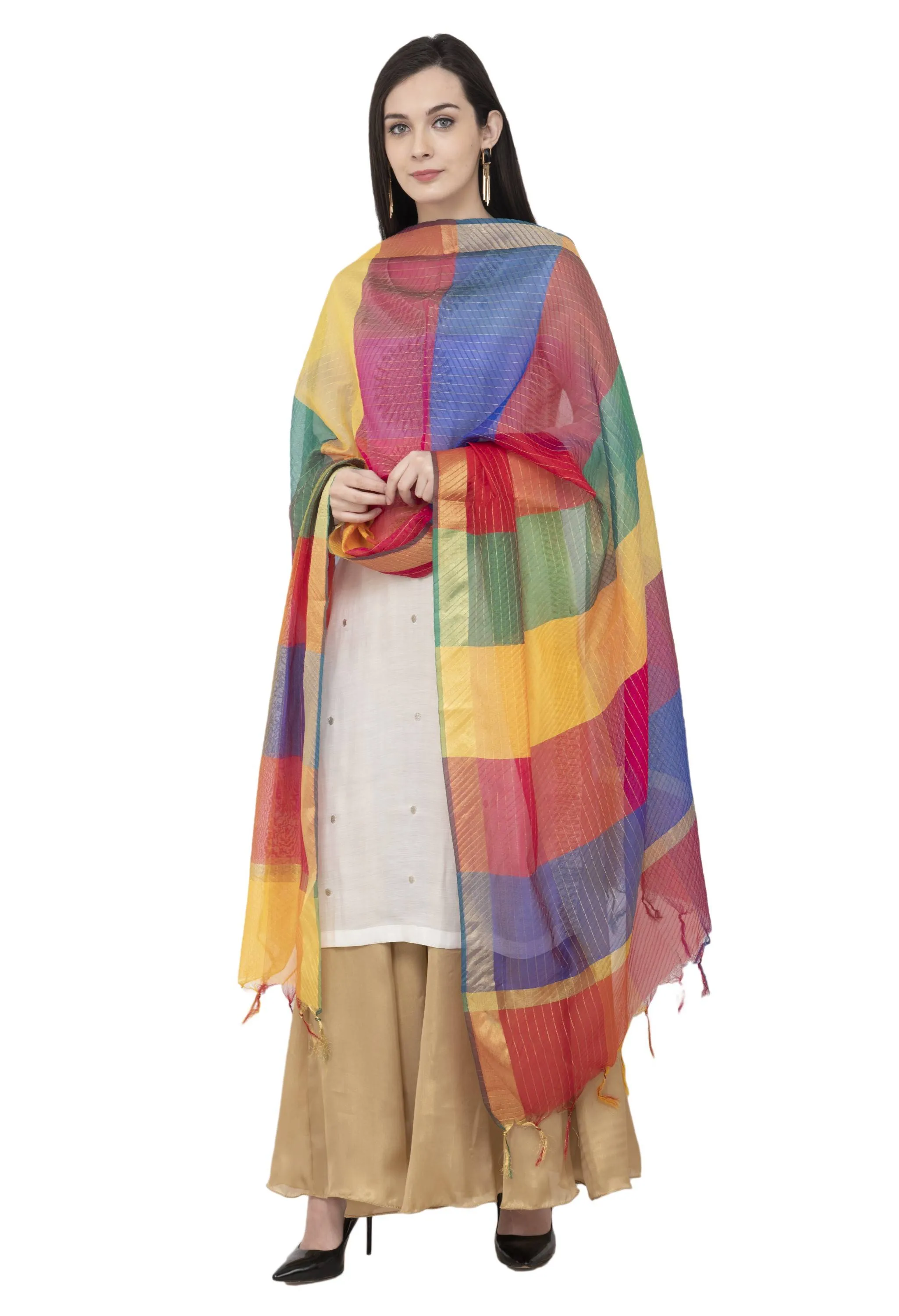 A R SILK Multi Crush Fancy Dupatta Multi Color Color Dupatta or Chunni