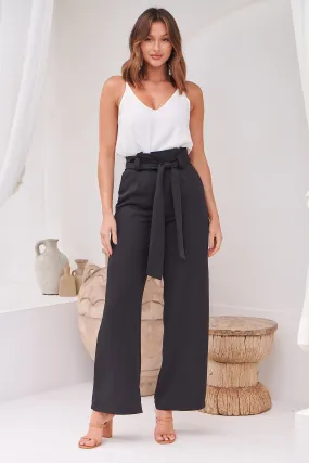 Adara Tie Waist Black Pants