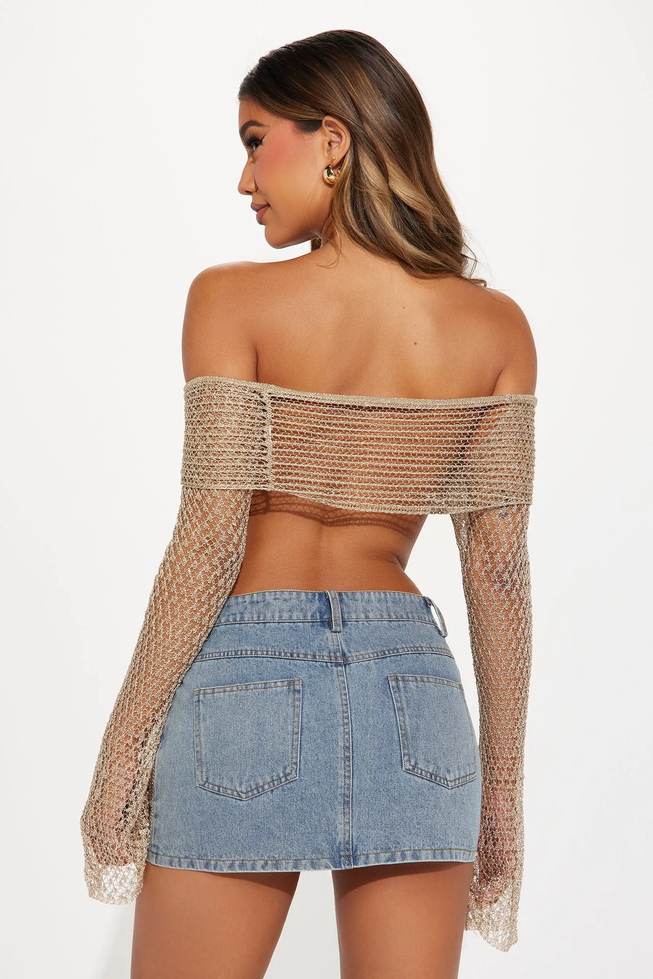 All That Glitters Metallic Crochet Top - Gold