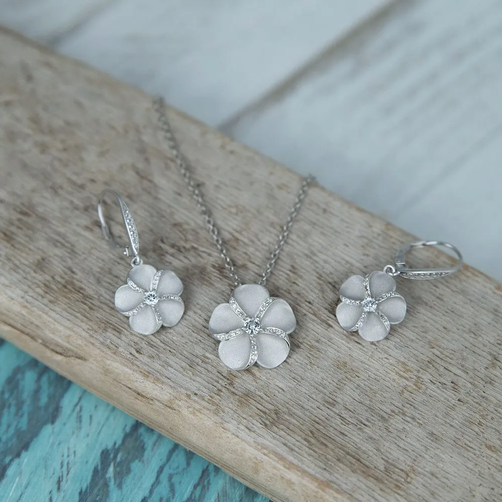 Aloha Plumeria Pendant & Earrings Set