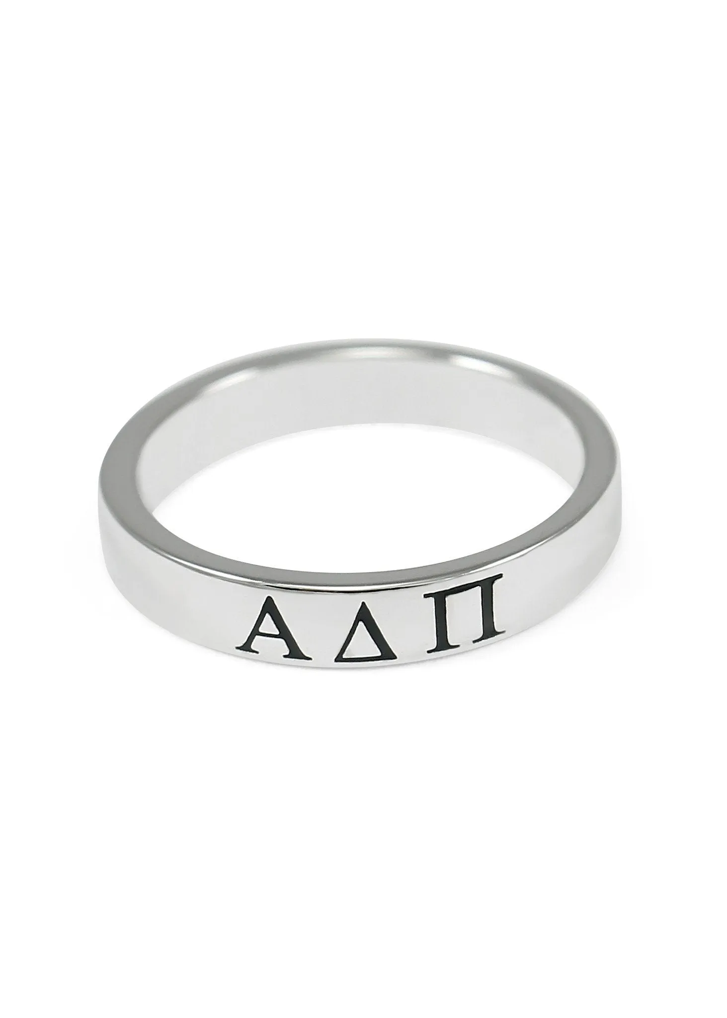 Alpha Delta Pi Sterling Silver Skinny-Band Ring