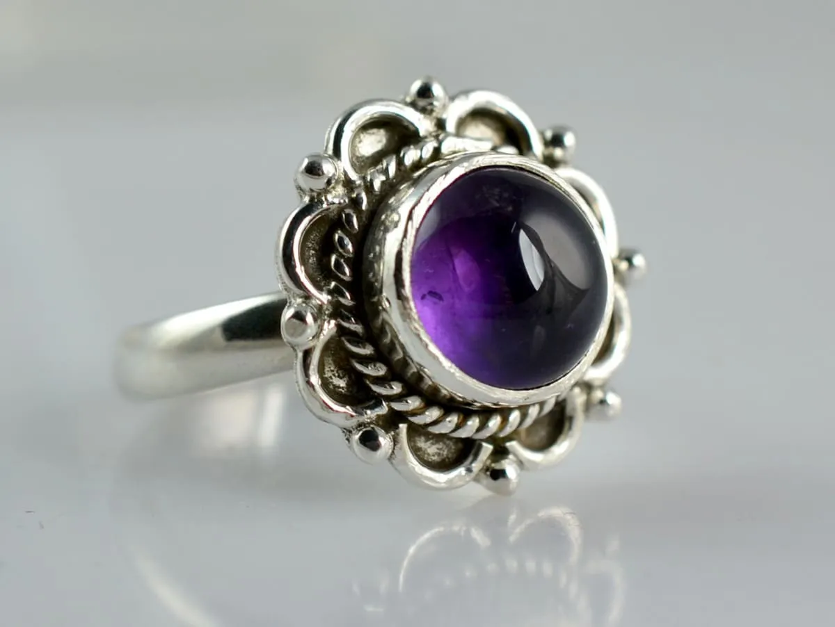 Amethyst Ring, Designer Ring, Handmade Ring, Boho Ring 925 Solid Sterling Silver Ring Custom