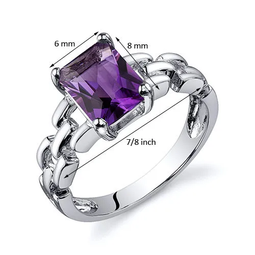 Amethyst Sterling Silver Ring 1.25 Carats Size 7