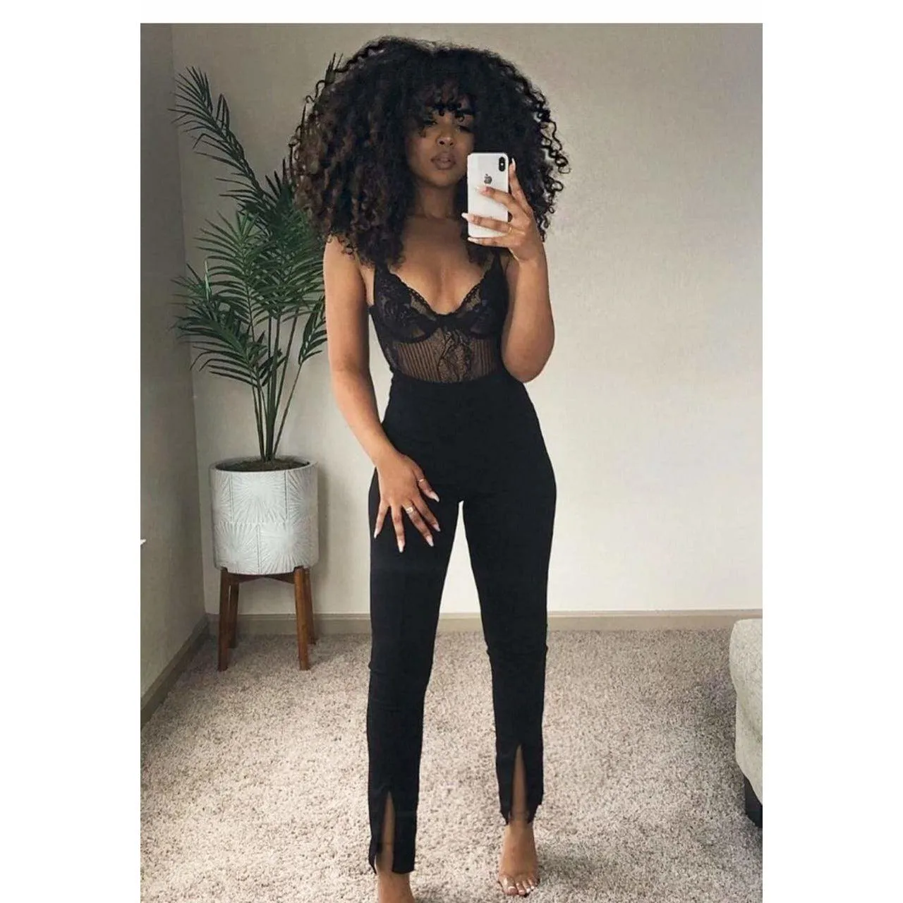 Ankle Slit High Waisted Pant