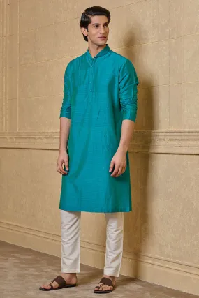 Aqua Zero Point Kurta Set With Top Stitch