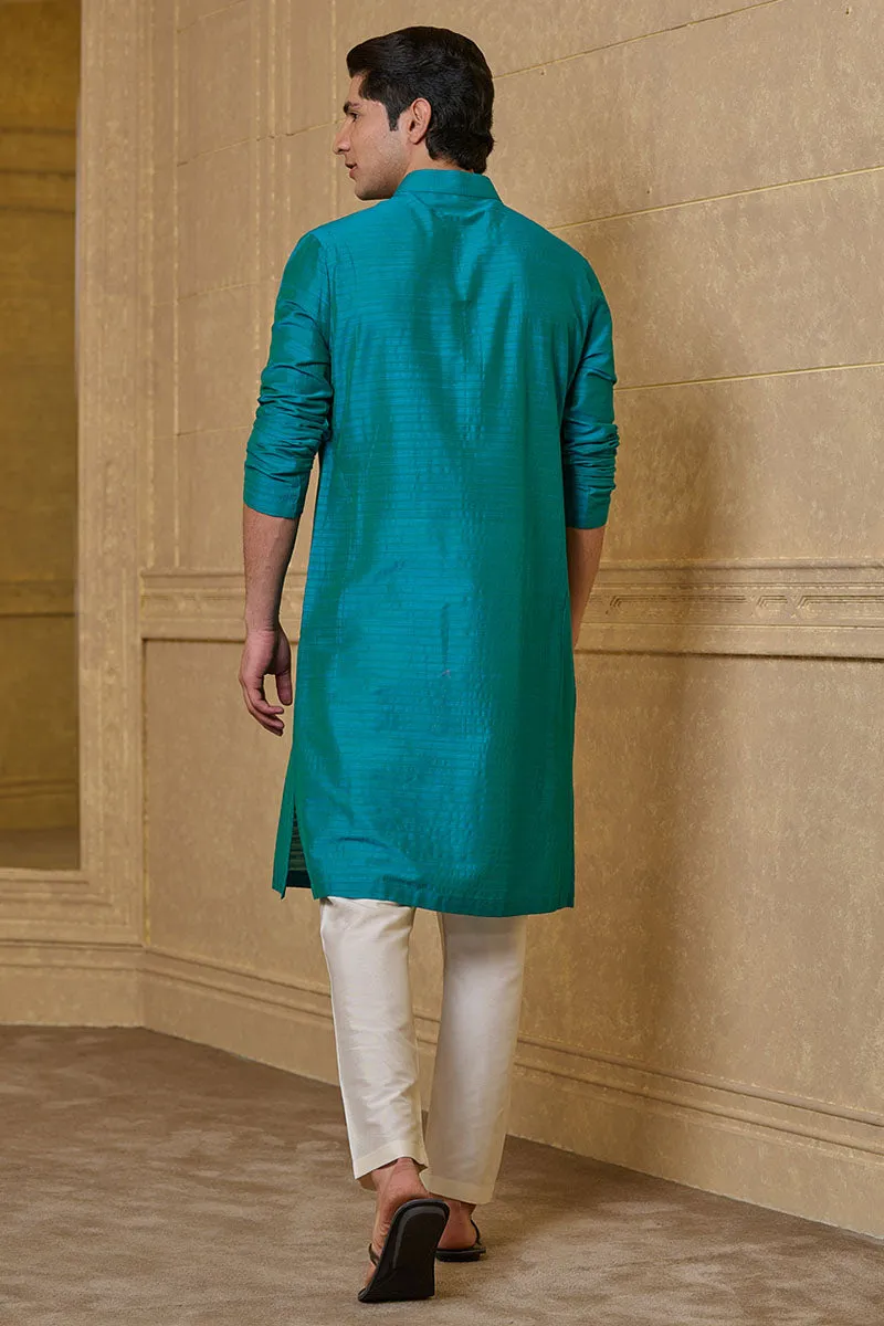 Aqua Zero Point Kurta Set With Top Stitch