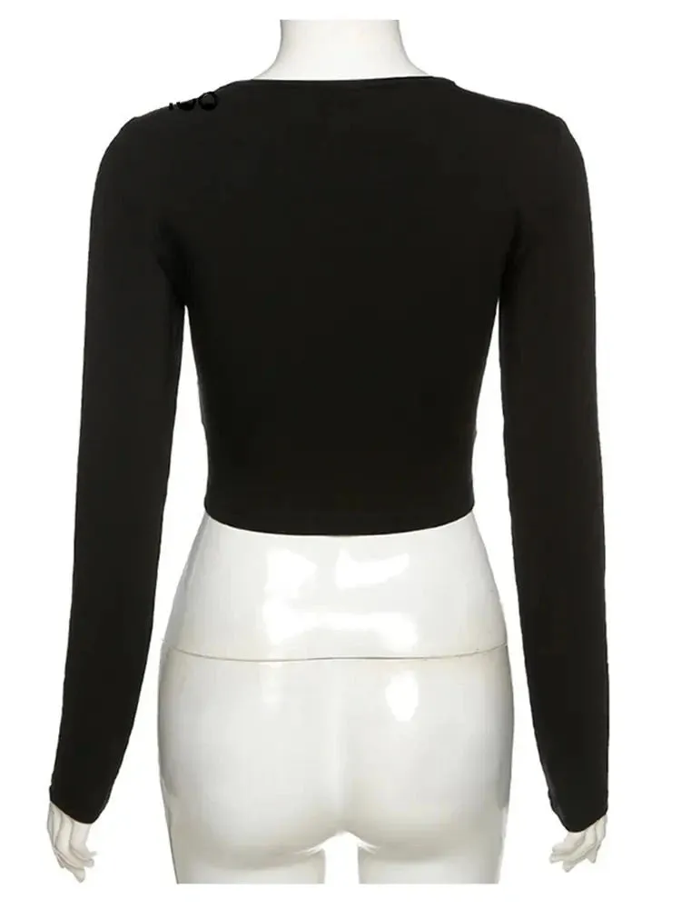 Asymmetric Collar Crop Top