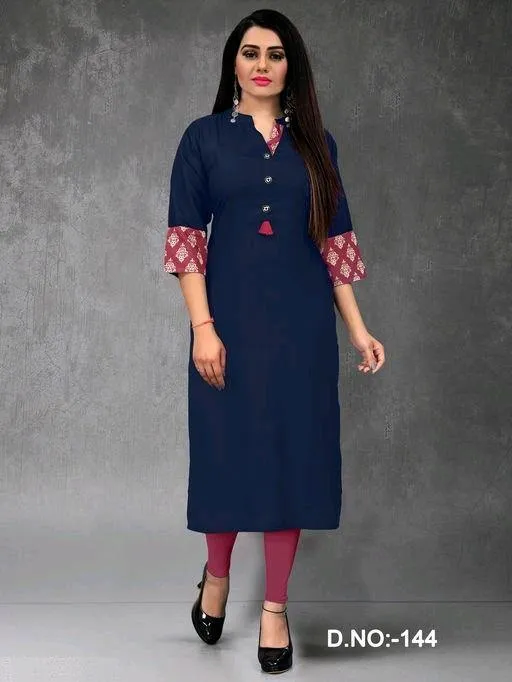 Attractive Solid Rayon Plus Size Kurti