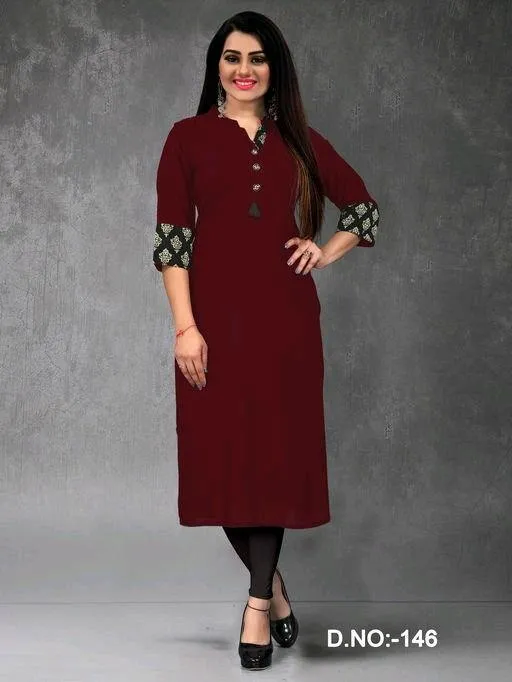 Attractive Solid Rayon Plus Size Kurti