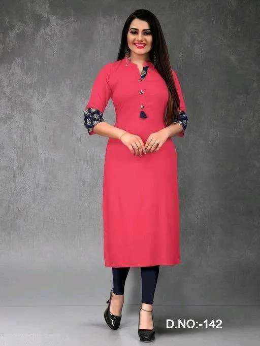 Attractive Solid Rayon Plus Size Kurti