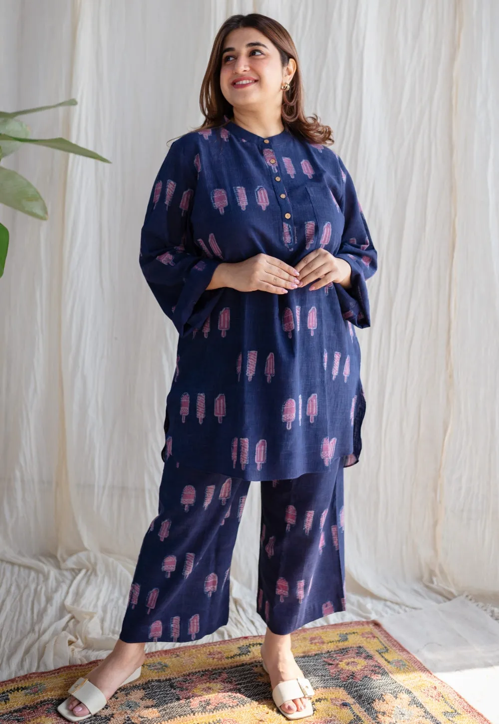 Aynaz Dabu Slub Cotton Co-Ord Set