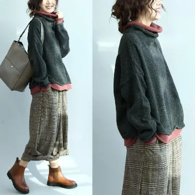 BABAKUD Fake Two-Piece Design Comfortable Bat-Sleeve Loose Sweater