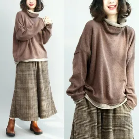 BABAKUD Fake Two-Piece Design Comfortable Bat-Sleeve Loose Sweater