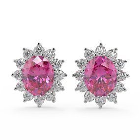 Baby Pink Hand made Zircon silver Earrings (925 Sterling Silver)