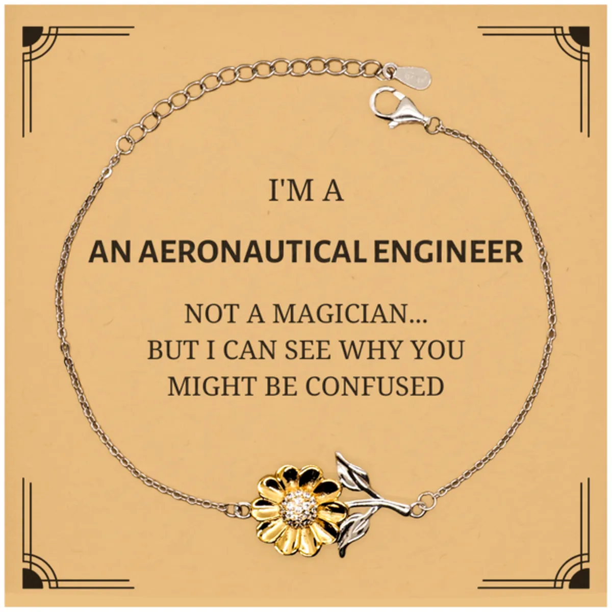 Badass Aeronautical Engineer Gifts, I'm Aeronautical Engineer not a magician, Sarcastic Sunflower Bracelet for Aeronautical Engineer Birthday Christmas for  Men, Women, Friends, Coworkers