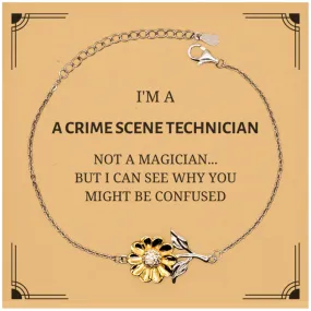 Badass Crime Scene Technician Gifts, I'm Crime Scene Technician not a magician, Sarcastic Sunflower Bracelet for Crime Scene Technician Birthday Christmas for  Men, Women, Friends, Coworkers