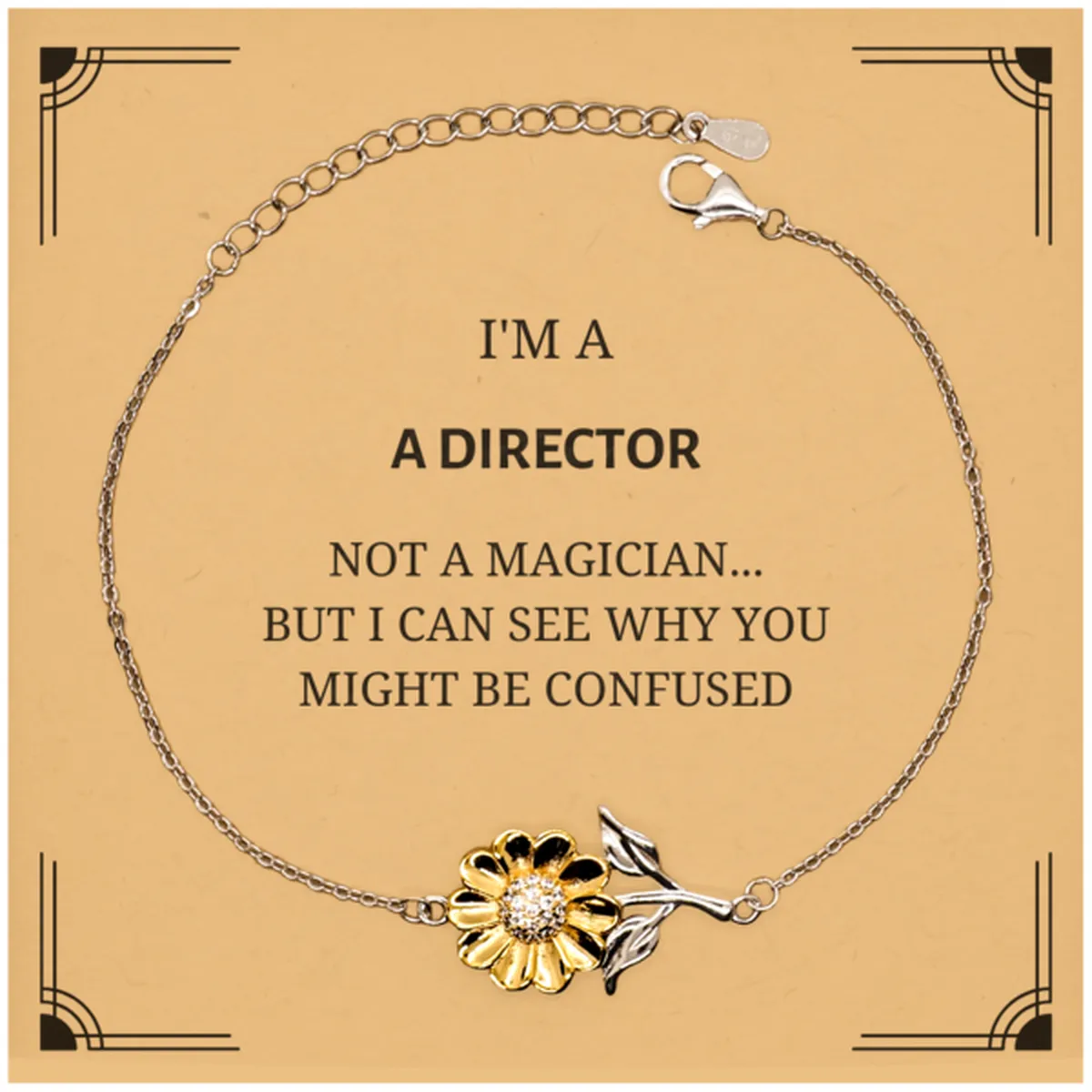 Badass Director Gifts, I'm Director not a magician, Sarcastic Sunflower Bracelet for Director Birthday Christmas for  Men, Women, Friends, Coworkers