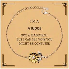 Badass Judge Gifts, I'm Judge not a magician, Sarcastic Sunflower Bracelet for Judge Birthday Christmas for  Men, Women, Friends, Coworkers